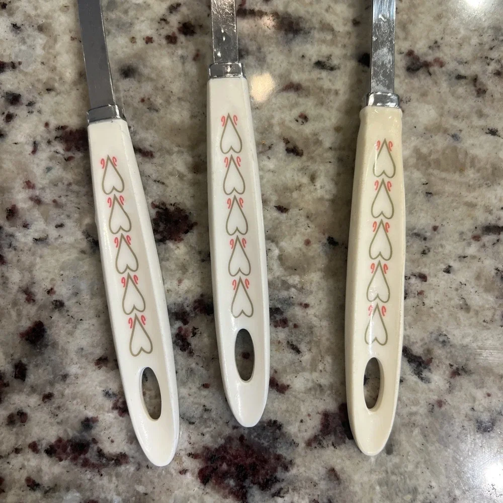 Vintage ANDROCK‎ Hearts Kitchen Utensils Spoon, Ladle, Meat Fork Cottagecore